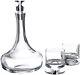 Nambe Groove Decanter with 2 Double Old Fashioned Glasses