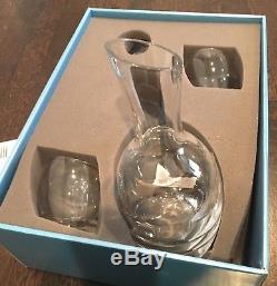 Nambe Tilt 3-Piece Crystal Decanter Bar Set 2 Double Old-Fashioned Glasses