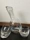 Nambe' Tilt Leaning Pieces Clear Glass Decanter & 2 Double Old Fashioned Glasses