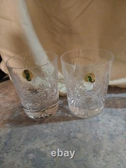 New 2001 Waterford Crystal Universal Wishes DOF Double Old Fashioned Glasses Set