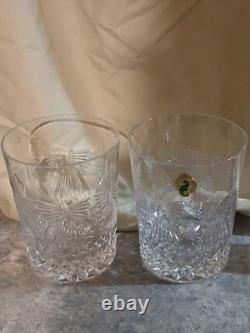 New 2001 Waterford Crystal Universal Wishes DOF Double Old Fashioned Glasses Set