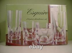 New Luminarc Esqure 24 Piece Drinkware Set Cooler & Double Old Fashioned USA