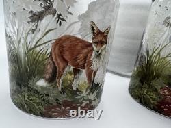 New Pottery Barn S/4 Fantastical Forest Decal Double Old Fashioned Glasses