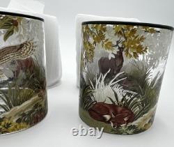 New Pottery Barn S/4 Fantastical Forest Decal Double Old Fashioned Glasses