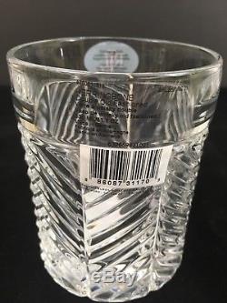 New RALPH LAUREN HERRINGBONE 12 Pc DOUBLE OLD FASHIONED CRYSTAL Whiskey GLASSES