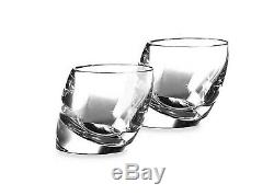 New Set of 2 Nambe Tilt Crystal Double Old Fashioned Bar Drink Glasses in Box