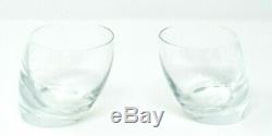New Set of 2 Nambe Tilt Crystal Double Old Fashioned Bar Drink Glasses in Box