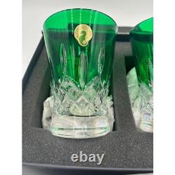 New Waterford Crystal Lismore Pops Green Double Old Fashioned Glasses Set of Two