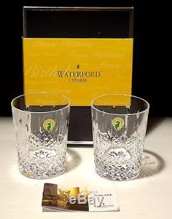 New Waterford Happy Birthday Double Old Fashioned Tumbler Glasses