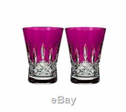 New Waterford Lismore Pops Double Old Fashioned, Hot Pink 2 Piece Set
