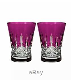 New Waterford Lismore Pops Double Old Fashioned, Hot Pink 2 Piece Set In Box