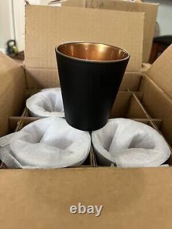 New Williams Sonoma Black Matte & Copper Double Old-Fashioned Glasses-s Of 4