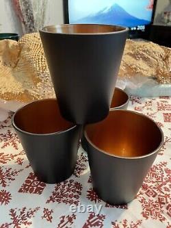 New Williams Sonoma Black Matte & Copper Double Old-Fashioned Glasses-s Of 4