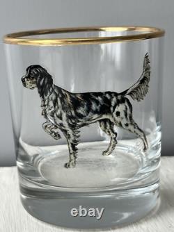 New Williams Sonoma Plymouth Hunting Dogs Double Old Fashioned Glasses Set of 4