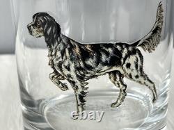 New Williams Sonoma Plymouth Hunting Dogs Double Old Fashioned Glasses Set of 4