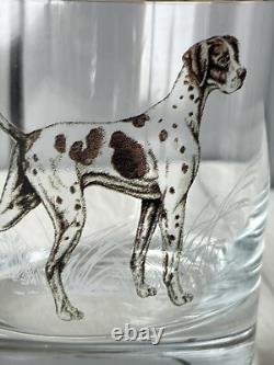 New Williams Sonoma Plymouth Hunting Dogs Double Old Fashioned Glasses Set of 4
