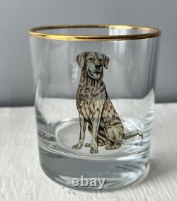 New Williams Sonoma Plymouth Hunting Dogs Double Old Fashioned Glasses Set of 4
