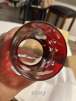 New Williams Sonoma Red Pinecone Cut Double Old Fashioned Glass Set Of 4-10 Oz