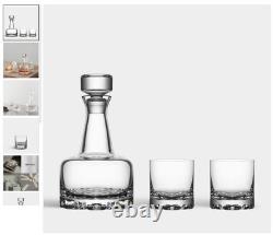 Orrefors Erik 3-Piece Whiskey Decanter & 2 Double Old Fashioned Glasses Crystal