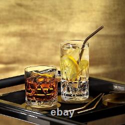 Orrefors Peak Double Old Fashioned Glass, Set of 4, 4 Count Pack of 1, Clear, 5