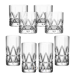 Orrefors Peak Double Old-Fashioned and Highball Glass Set of 8