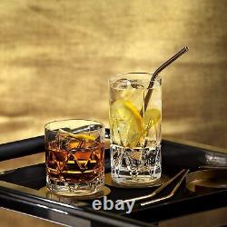 Orrefors Peak Double Old-Fashioned and Highball Glass Set of 8