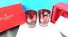 Pair Waterford Snow Crystal Double Old Fashioned Glasses Ruby Red Set Of 2