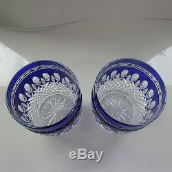 Pair 2 Double Old Fashioned Glasses in Clarendon-Cobalt by Waterford Rock Short