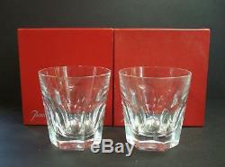 Pair Baccarat Crystal Harcourt Double Old Fashioned Glasses 4 1/4 16 Oz