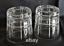 Pair Christofle Scottish Clear Double Old Fashioned Glasses, Signed