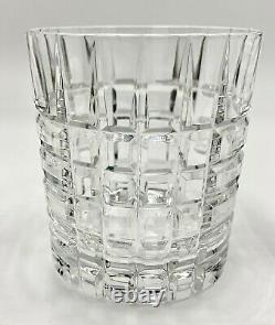 Pair Of Tiffany & Co Crystal Plaid Double Old Fashioned Glasses, Excellent Cond