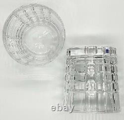 Pair Of Tiffany & Co Crystal Plaid Double Old Fashioned Glasses, Excellent Cond