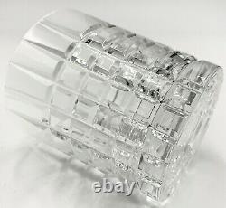 Pair Of Tiffany & Co Crystal Plaid Double Old Fashioned Glasses, Excellent Cond
