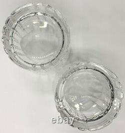 Pair Of Tiffany & Co Crystal Plaid Double Old Fashioned Glasses, Excellent Cond