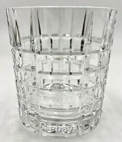 Pair Of Tiffany & Co Crystal Plaid Double Old Fashioned Glasses, Excellent Cond