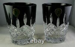 Pair Of Waterford Black Double Old Fashioned Tumblers Glasses Original Box Mint