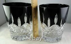 Pair Of Waterford Black Double Old Fashioned Tumblers Glasses Original Box Mint