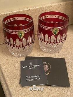 Pair Of Waterford CLARENDON RUBY Double Old Fashioned Glass New never used
