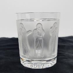 Pair Vintage Lalique Femmes 4 Double Old Fashioned Whiskey Tumbler Glasses