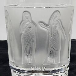 Pair Vintage Lalique Femmes 4 Double Old Fashioned Whiskey Tumbler Glasses