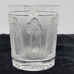 Pair Vintage Lalique Femmes 4 Double Old Fashioned Whiskey Tumbler Glasses