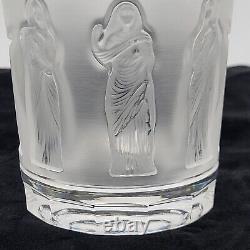 Pair Vintage Lalique Femmes 4 Double Old Fashioned Whiskey Tumbler Glasses