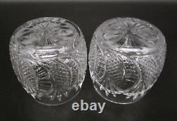 Pair WATERFORD CRYSTAL SEAHORSE Cut Glass Double Old Fashioned Whiskey Tumbler