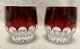 Pair Waterford Crystal Mixology TALON RUBY RED Tumbler Double Old Fashioned Mint