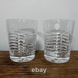 Pair Waterford Crystal Spirit of America Double Old Fashioned Glass 4 1/4