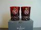 Pair Waterford Ruby Red SNOW CRYSTALS Double Old Fashioned Glasses NIB