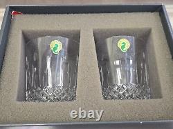 Pair of WATERFORD CRYSTAL HAPPY BIRTHDAY DOUBLE OLD FASHIONED GLASS 4.25H NIB