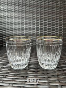 Pair of WATERFORD CRYSTAL Hanover Gold 12 Oz Double Old Fashioned Glass Tumblers