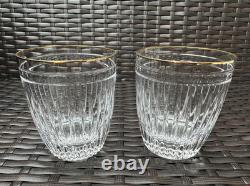 Pair of WATERFORD CRYSTAL Hanover Gold 12 Oz Double Old Fashioned Glass Tumblers