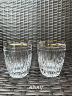 Pair of WATERFORD CRYSTAL Hanover Gold 12 Oz Double Old Fashioned Glass Tumblers